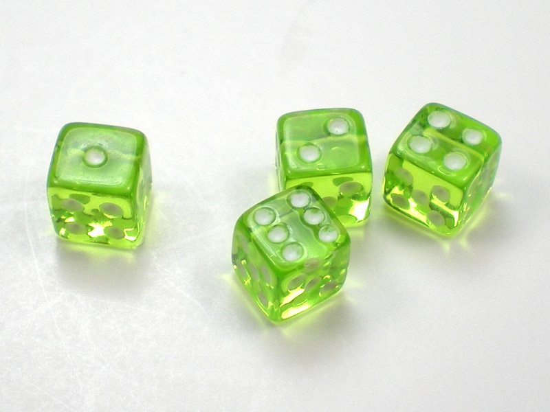 Koplow Games Set of 10 D6 25mm Large Opaque Jumbo Dice - Green with White  Pip
